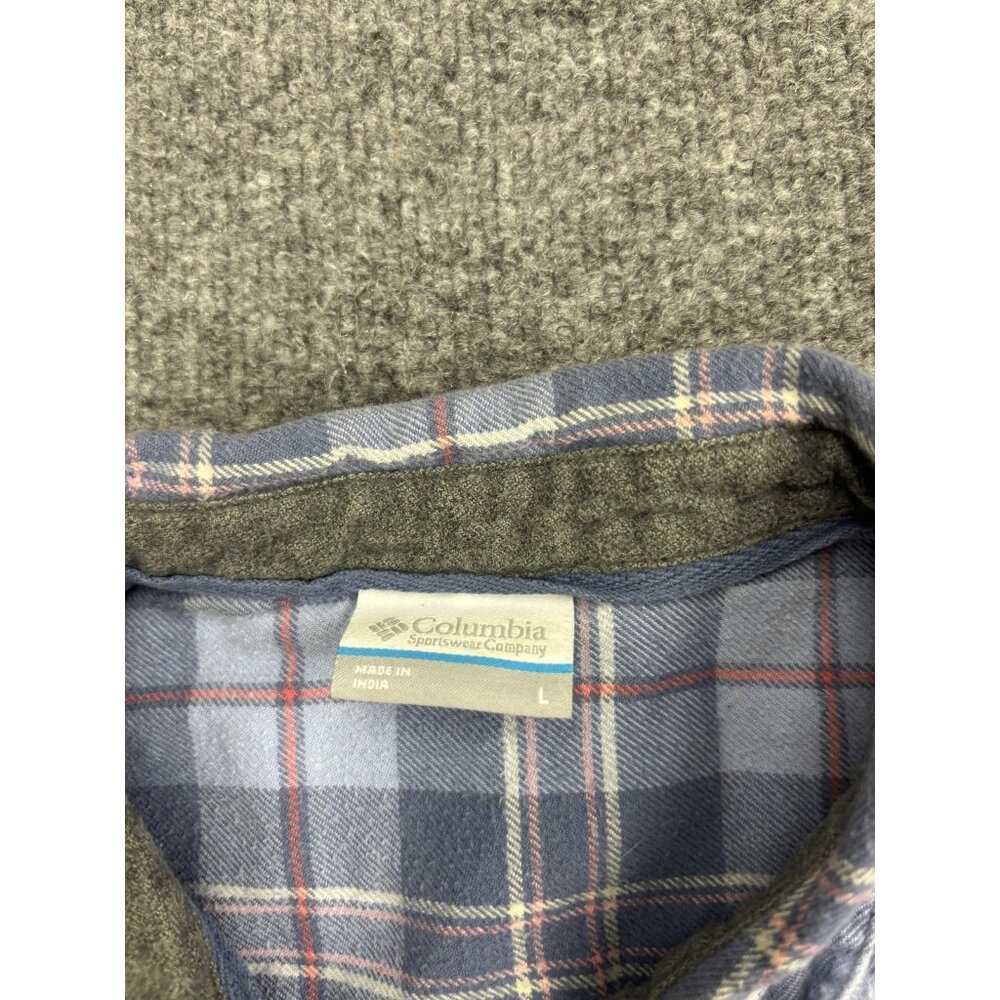 Columbia Shirt Womens Large Blue Gray Plaid Flannel Button Front Long Sleeve - Picture 2 of 7